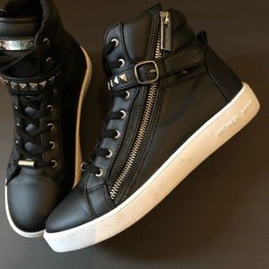 Michael Kors Black Leather High-Top Sneakers